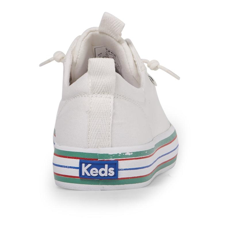 Keds Kickback Kanvas Stripe Foxing Canvas Kadın Beyaz | EQJYI-2598