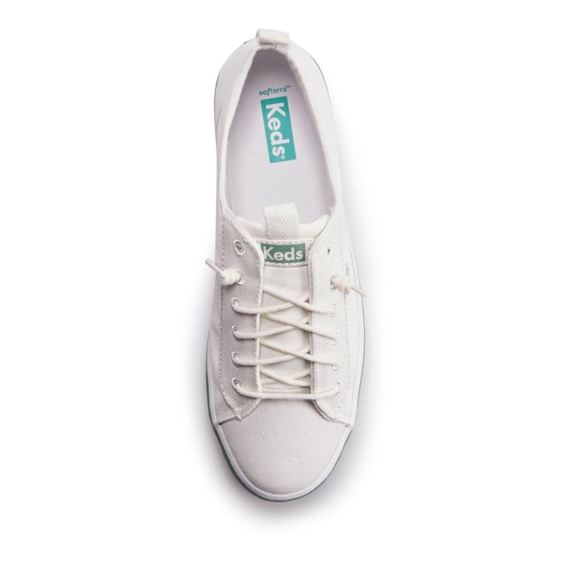 Keds Kickback Kanvas Stripe Foxing Canvas Kadın Beyaz | EQJYI-2598