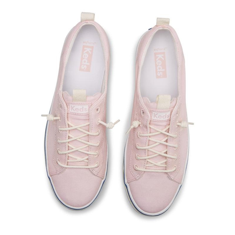 Keds Kickback Kanvas Stripe Foxing Canvas Kadın Pembe | AKHNF-7824