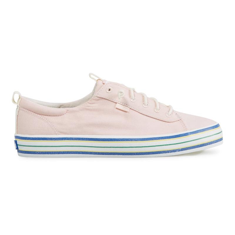 Keds Kickback Kanvas Stripe Foxing Canvas Kadın Pembe | AKHNF-7824