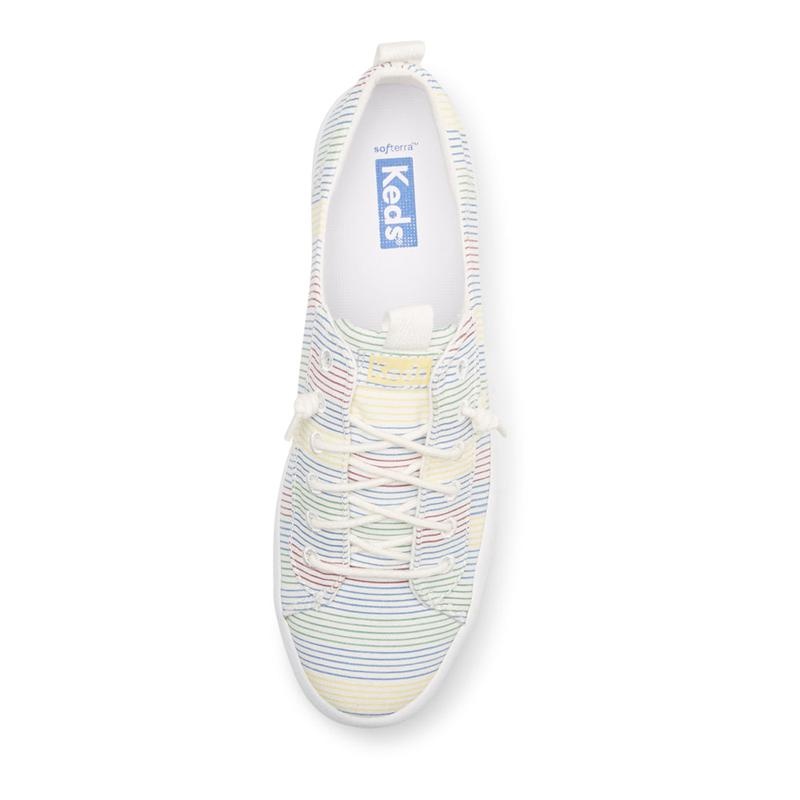 Keds Kickback Kanvas Surf Stripe Canvas Kadın White/Multicolor | OCMGJ-9457