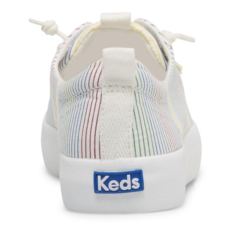 Keds Kickback Kanvas Surf Stripe Makosen Ayakkabı Kadın White/Multicolor | VNXGA-1239