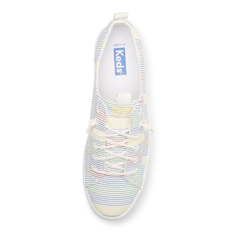 Keds Kickback Kanvas Surf Stripe Makosen Ayakkabı Kadın White/Multicolor | VNXGA-1239