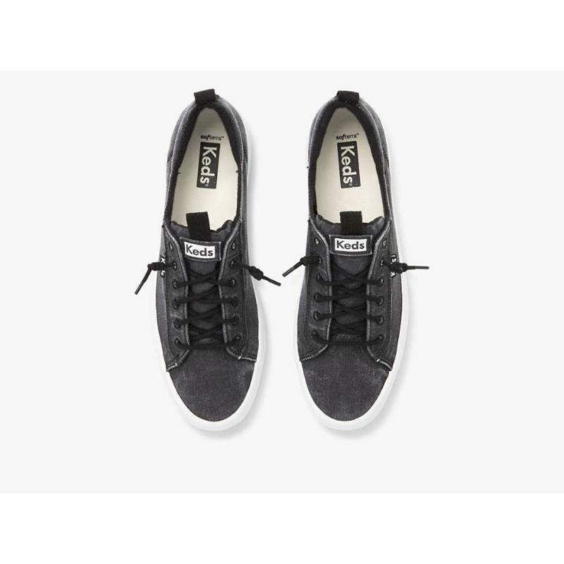 Keds Kickback Kanvas Washable Lace Ups Kadın Siyah | VUGFT-1563