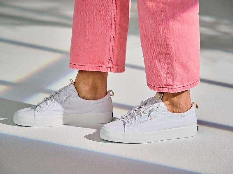 Keds Kickback Organic Pamuklu Canvas Kadın Beyaz | LGKDO-8214