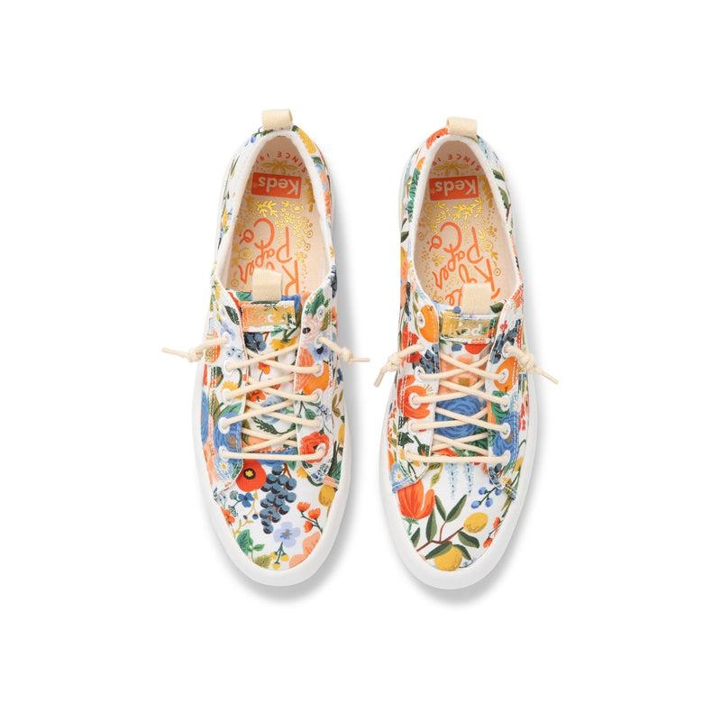 Keds Kickback Rifle Paper Co Garden Party Canvas Kadın White/Multicolor | TPIVG-3845