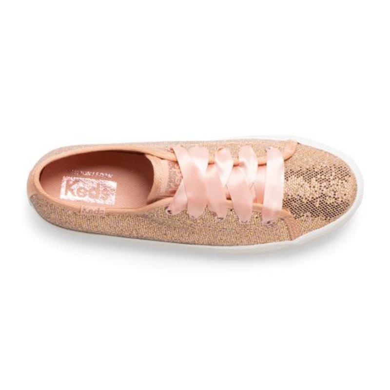 Keds Kickstart Celebrations Big Kid Canvas Çocuk Pembe Altın | QFCUL-6147