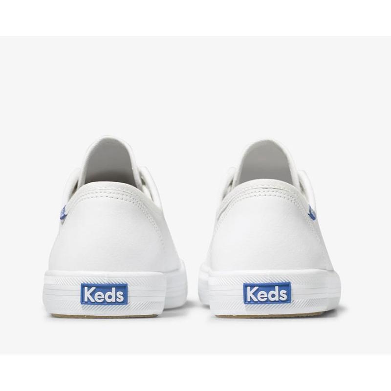 Keds Kickstart Deri Lace Ups Kadın White/Blue | GEHRK-5821