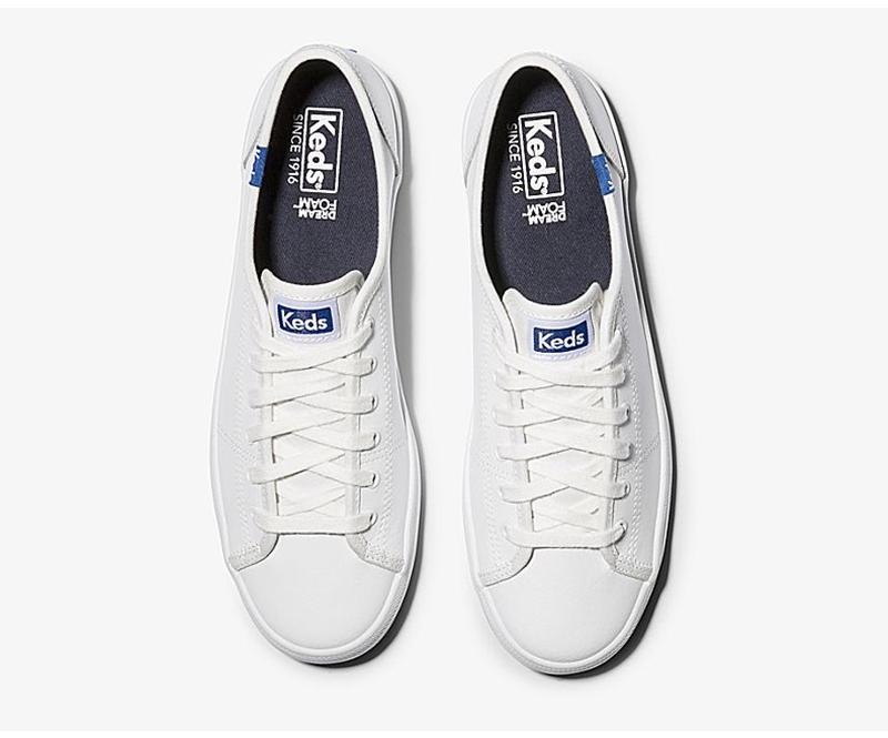 Keds Kickstart Deri Leather Sneakers Kadın Beyaz | GUMVH-3724