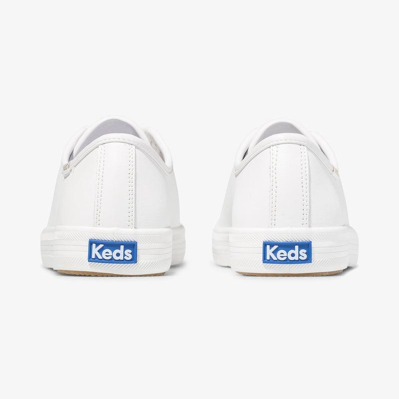 Keds Kickstart Deri Leather Sneakers Kadın White/Gold | UOPEY-4137