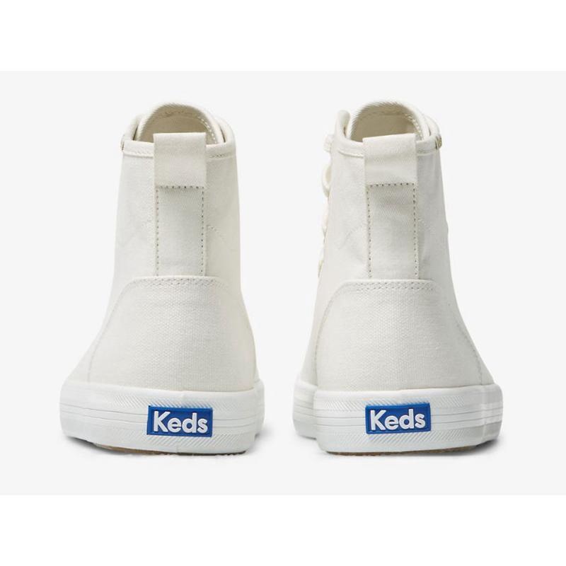 Keds Kickstart Hi Kanvas Lace Ups Kadın Beyaz | FRTVU-3857