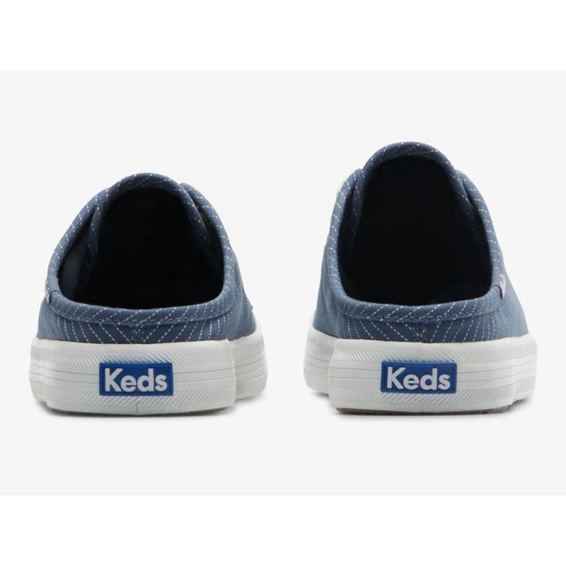 Keds Kickstart Kanvas Stripe Slip On Mule Ayakkabı Kadın Mavi | DGHXT-5839