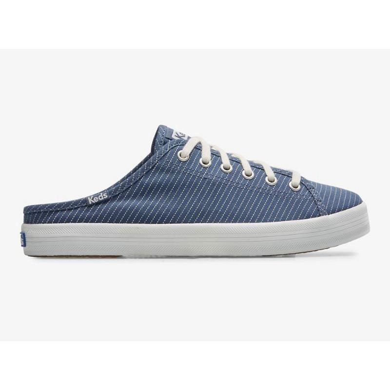 Keds Kickstart Kanvas Stripe Slip On Mule Ayakkabı Kadın Mavi | DGHXT-5839