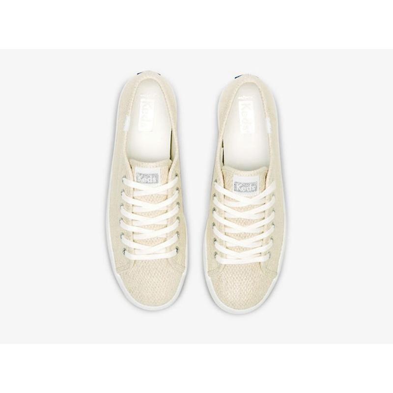 Keds Kickstart Metallic Tekstil Lace Ups Kadın Gümüş | LAXRG-6158