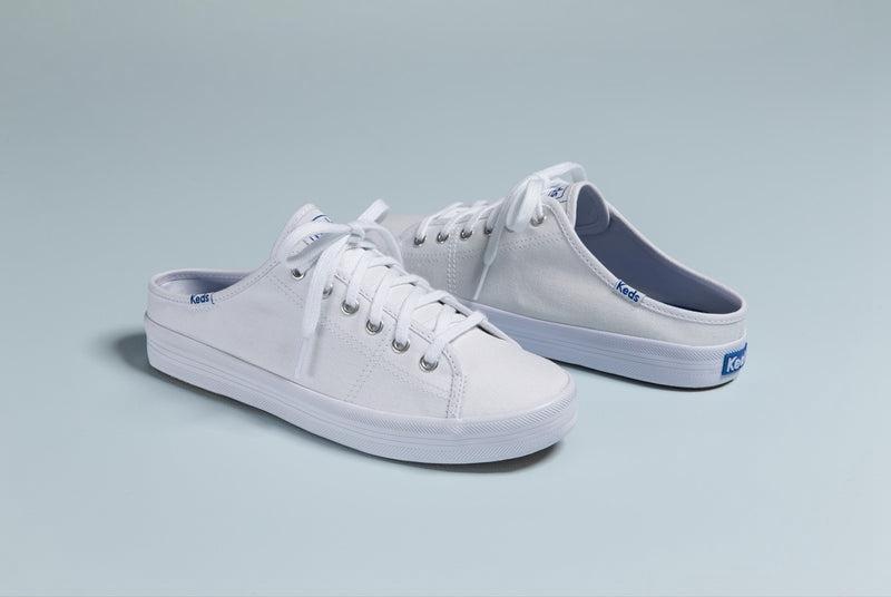 Keds Kickstart Mule Kanvas Canvas Kadın Beyaz | QZEMX-7268