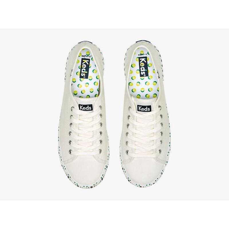 Keds Kickstart Tenis Stripe Lace Ups Kadın Beyaz Lacivert | SYBJA-8973