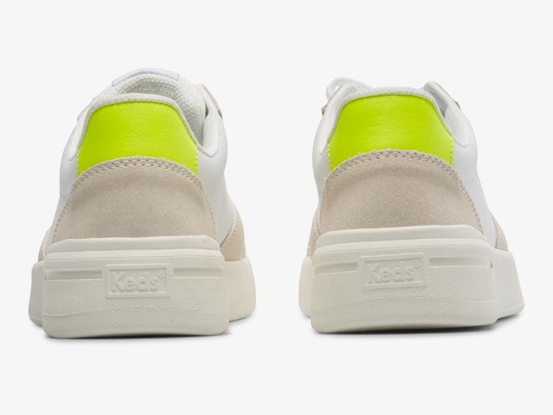 Keds The Court Deri/Süet/Lime Leather Sneakers Kadın White/Lime | JAIOK-3671