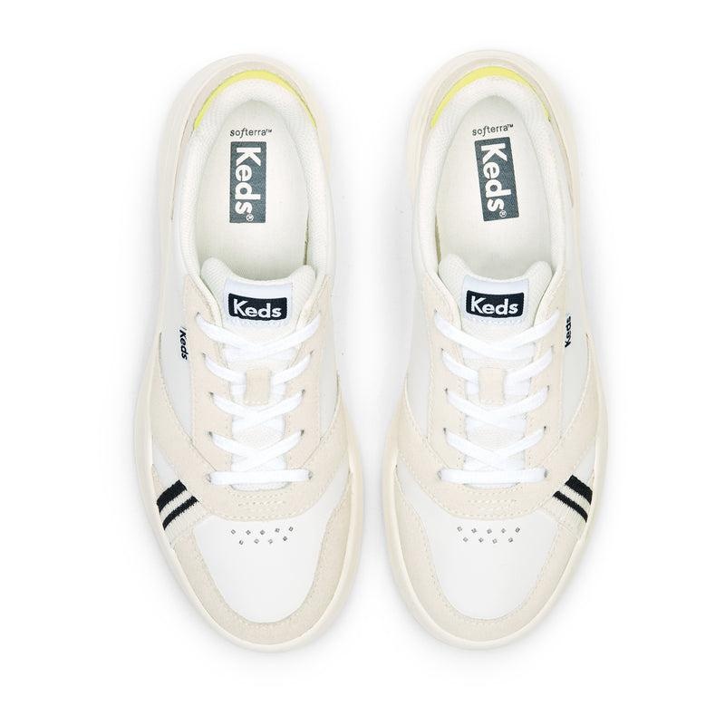 Keds The Court Deri/Süet/Lime Leather Sneakers Kadın White/Lime | JAIOK-3671