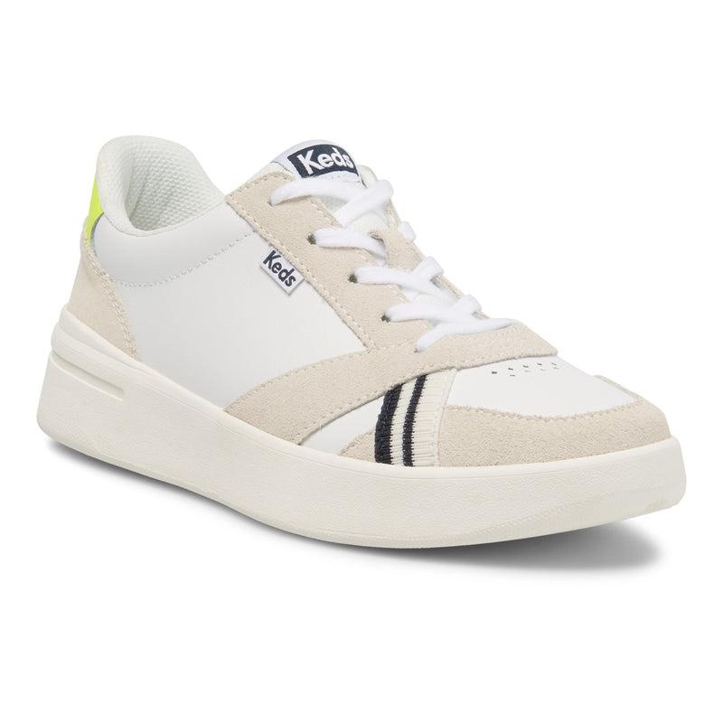 Keds The Court Deri/Süet/Lime Leather Sneakers Kadın White/Lime | JAIOK-3671