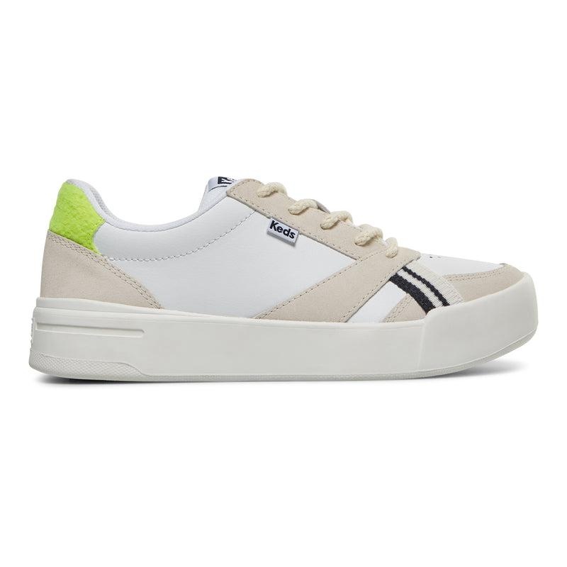 Keds The Court Deri/Süet/Lime Leather Sneakers Kadın White/Lime | JAIOK-3671