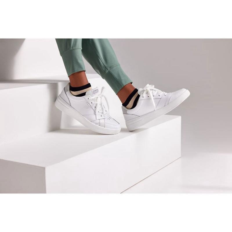 Keds The Court Deri Lace Ups Kadın Beyaz Beyaz | DRNMU-4803