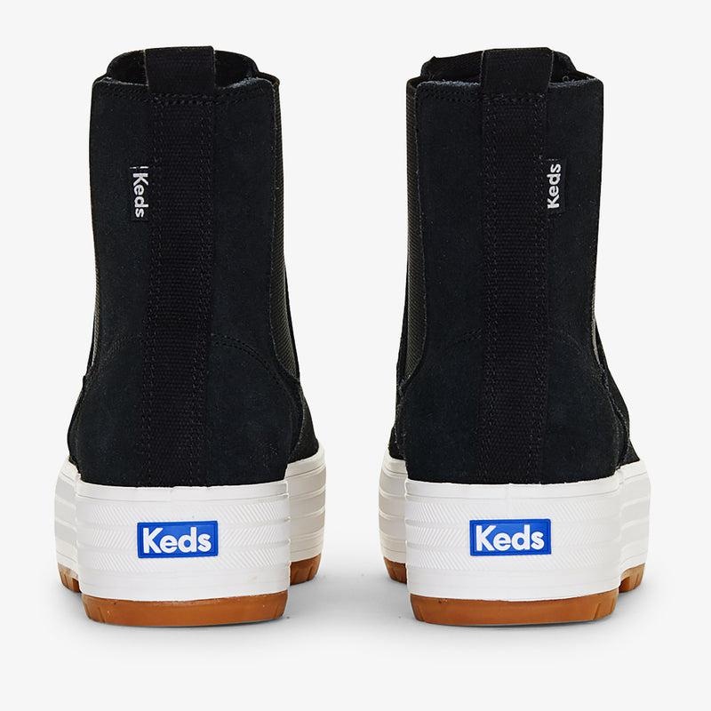 Keds The Platform Chelsea Lug Süet Leather Sneakers Kadın Siyah | FWQYI-6210