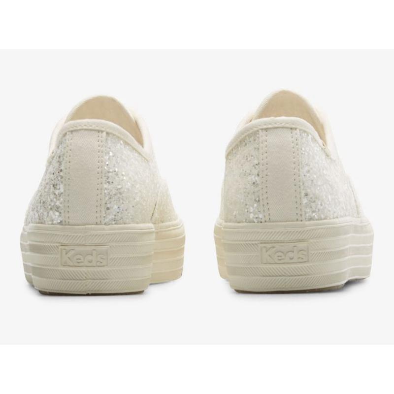 Keds The Platform Glitter Celebration Lace Ups Kadın Krema Beyaz | JSEXA-3485