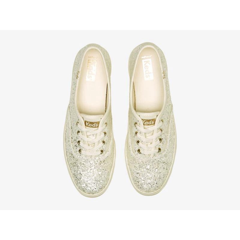 Keds The Platform Glitter Celebration Lace Ups Kadın Krema Beyaz | JSEXA-3485