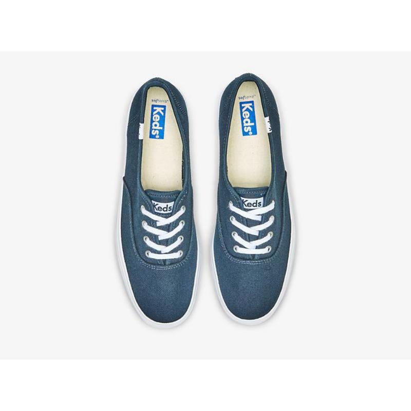 Keds The Platform Kanvas Lace Ups Kadın Lacivert | TYZOU-3706