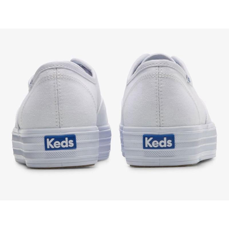 Keds The Platform Kanvas Lace Ups Kadın Beyaz | NPBEG-0537