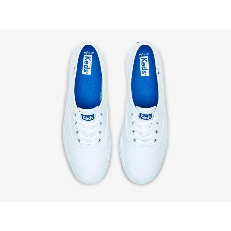 Keds The Platform Kanvas Lace Ups Kadın Beyaz | NPBEG-0537