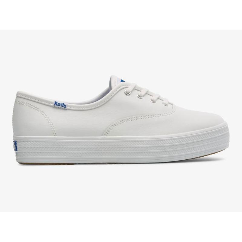 Keds The Platform Leather Sneakers Kadın Beyaz | WFSUB-5490