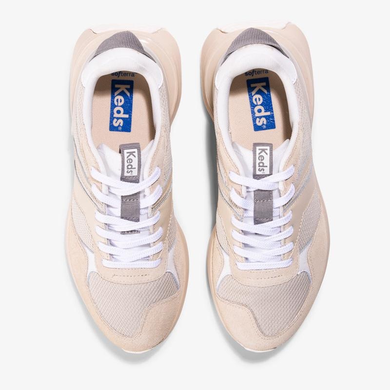 Keds Tiasa Retro Runner Cream Canvas Kadın Navajowhite | PBXEM-5043