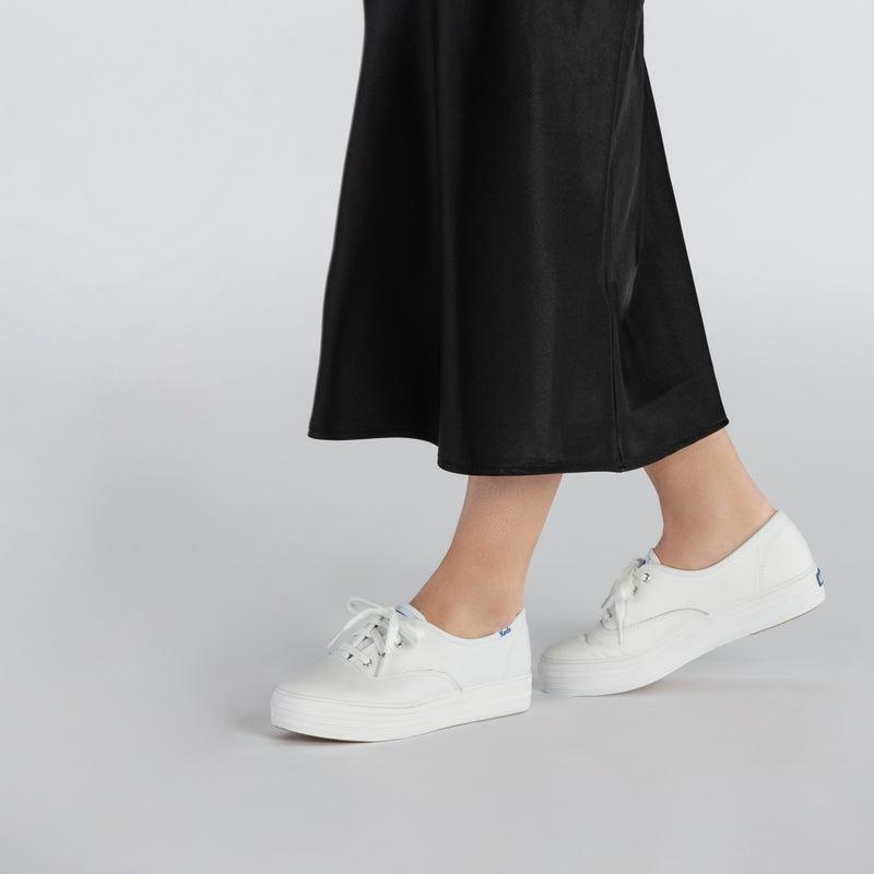 Keds Triple CVO Deri Leather Sneakers Kadın Beyaz | VOGFW-6783