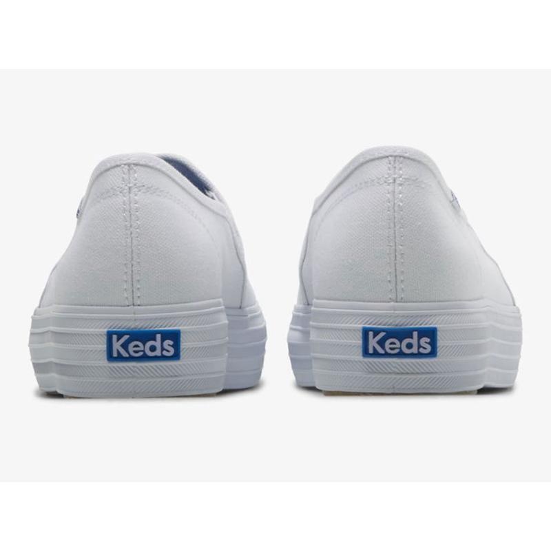 Keds Triple Decker Kanvas Slip On Platform Sneakers Kadın Beyaz | IOWCK-9285