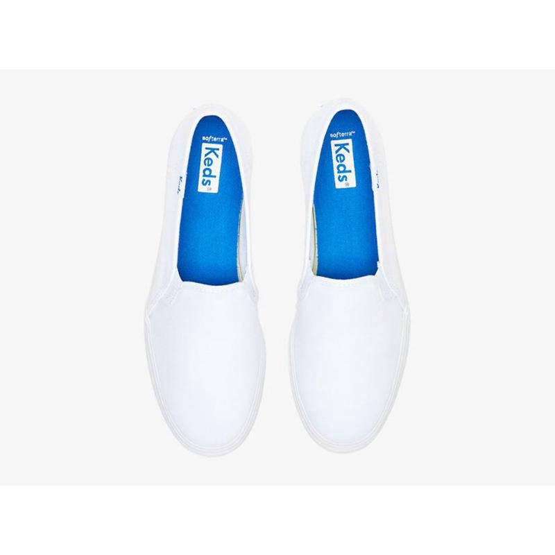 Keds Triple Decker Kanvas Slip On Platform Sneakers Kadın Beyaz | IOWCK-9285