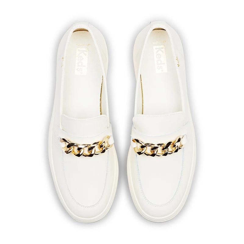 Keds Triple Decker Loafer Lug Chain Applique Ivory Platform Sneakers Kadın Ivory/Gold | ICSLB-0417