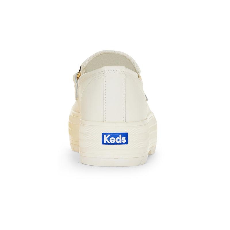 Keds Triple Decker Loafer Lug Chain Applique Ivory Leather Sneakers Kadın Ivory/Gold | GOLQN-7689