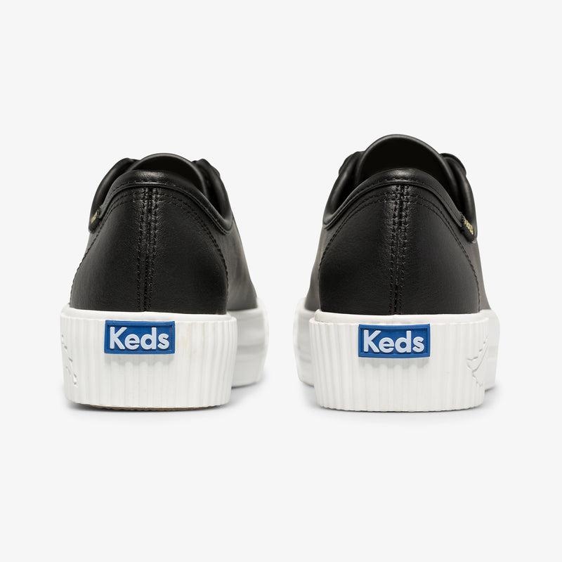 Keds Triple Kick AMP Deri Platform Sneakers Kadın Siyah | TUDJZ-8749