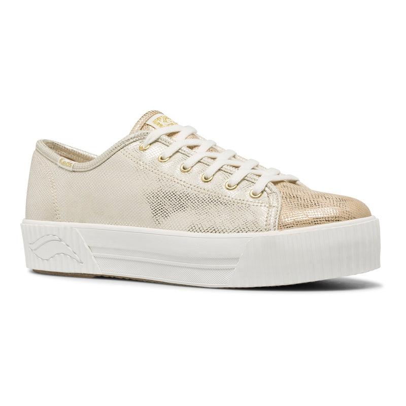 Keds Triple Kick AMP Shine Metallic Gold Platform Sneakers Kadın Altın | VPTFE-6941