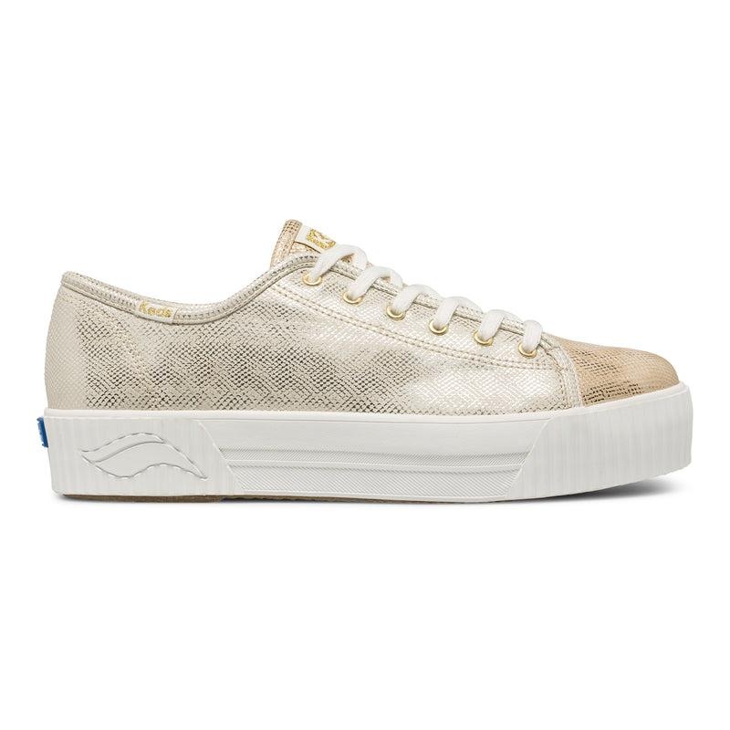 Keds Triple Kick AMP Shine Metallic Gold Platform Sneakers Kadın Altın | VPTFE-6941