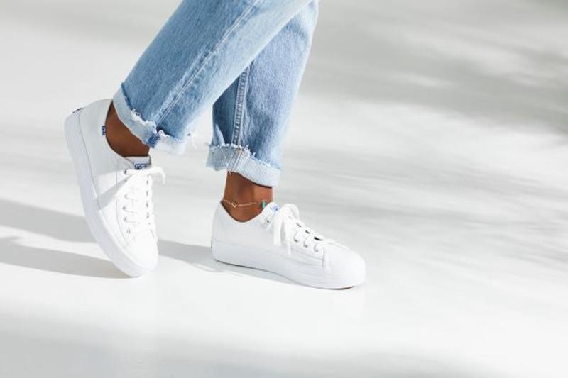 Keds Triple Kick Deri Leather Sneakers Kadın Beyaz | WMQXN-2895