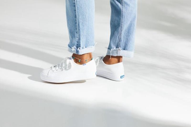 Keds Triple Kick Deri Leather Sneakers Kadın Beyaz | WMQXN-2895