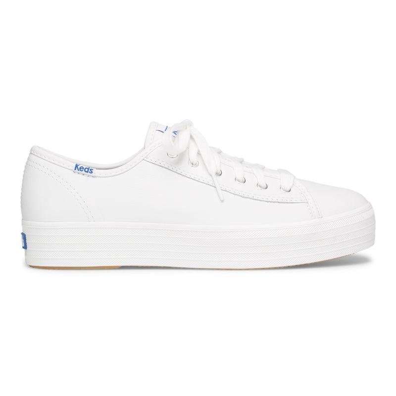 Keds Triple Kick Deri Leather Sneakers Kadın Beyaz | WMQXN-2895