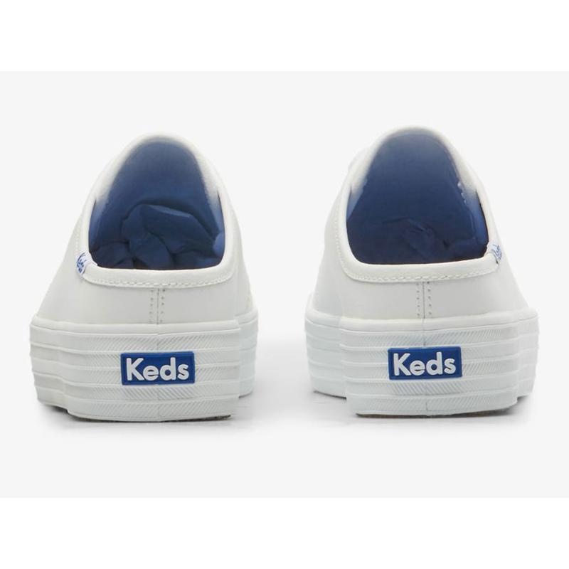 Keds Triple Kick Deri Slip On Mule Ayakkabı Kadın Beyaz | ZBEOX-4236