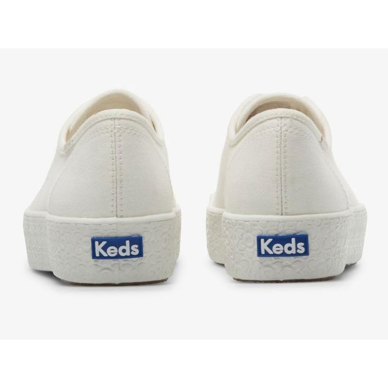 Keds Triple Kick Kanvas Emboss Foxing Lace Ups Kadın Beyaz | NDGBC-7983