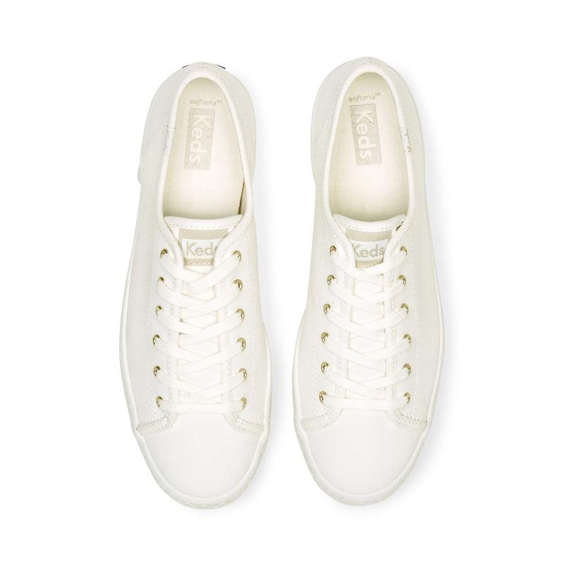 Keds Triple Kick Kanvas Emboss Foxing Snow Platform Sneakers Kadın Beyaz | HYVAW-1906