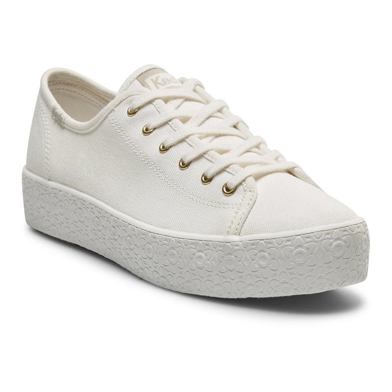 Keds Triple Kick Kanvas Emboss Foxing Snow Platform Sneakers Kadın Beyaz | HYVAW-1906