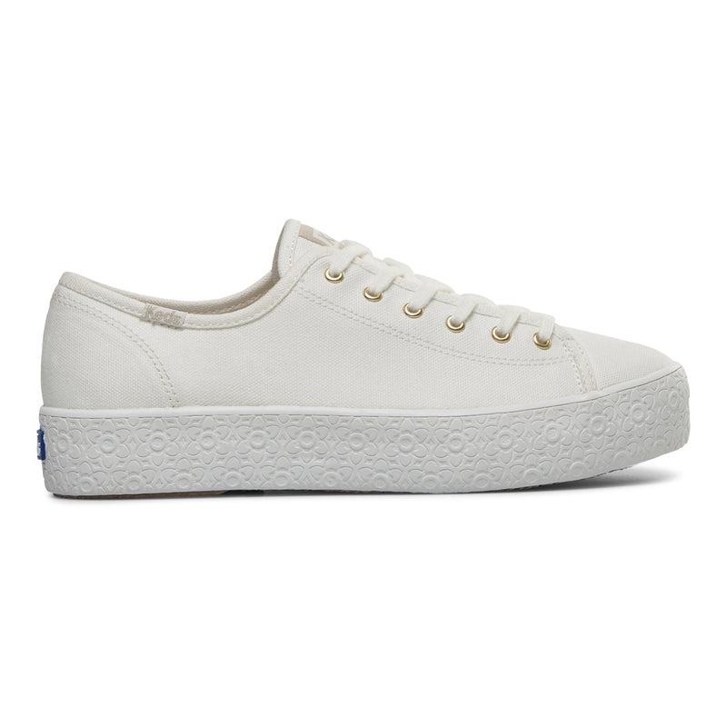 Keds Triple Kick Kanvas Emboss Foxing Snow Platform Sneakers Kadın Beyaz | HYVAW-1906