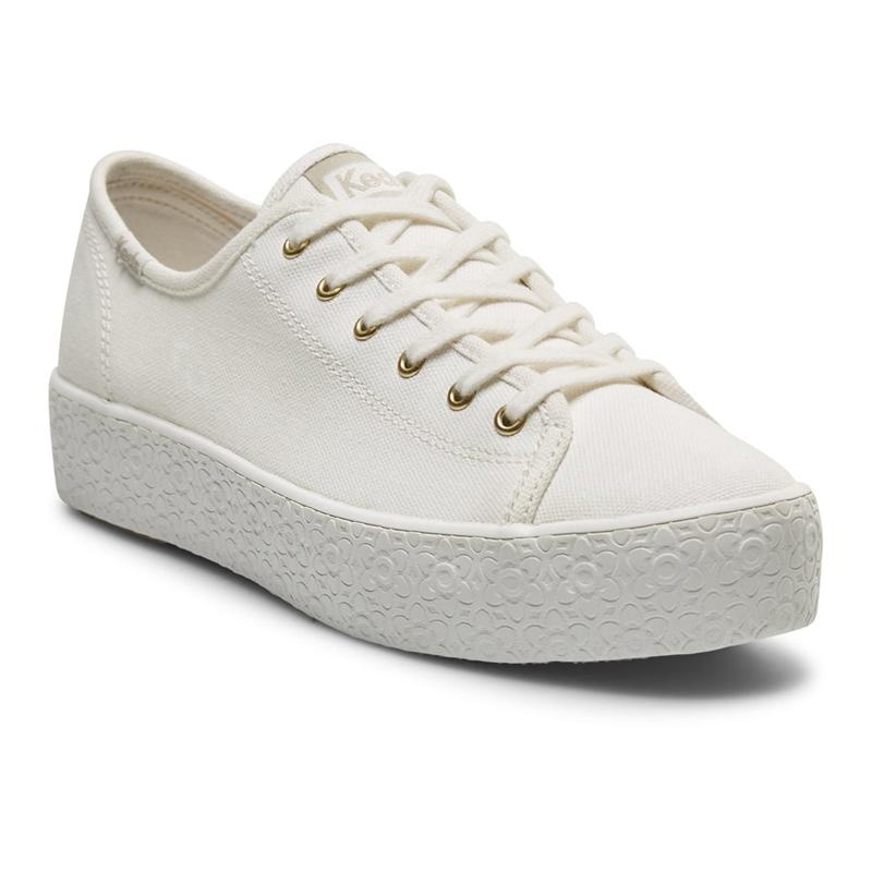 Keds Triple Kick Kanvas Emboss Foxing Snow Canvas Kadın Beyaz | BSDJN-4096